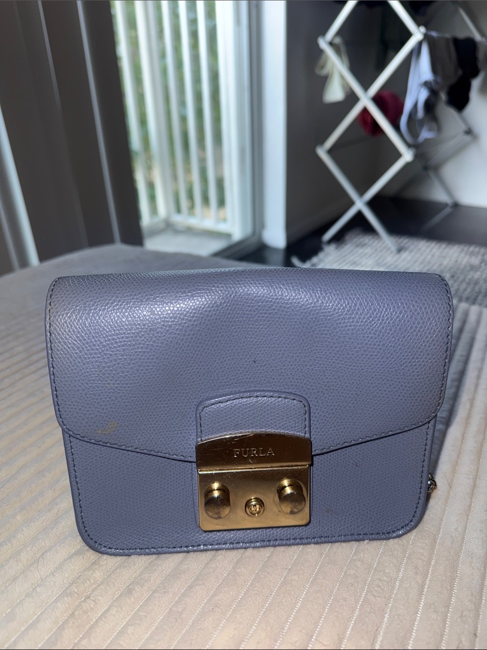 Furla Lavender Leather Crossbody Bag with Gold Hardware
